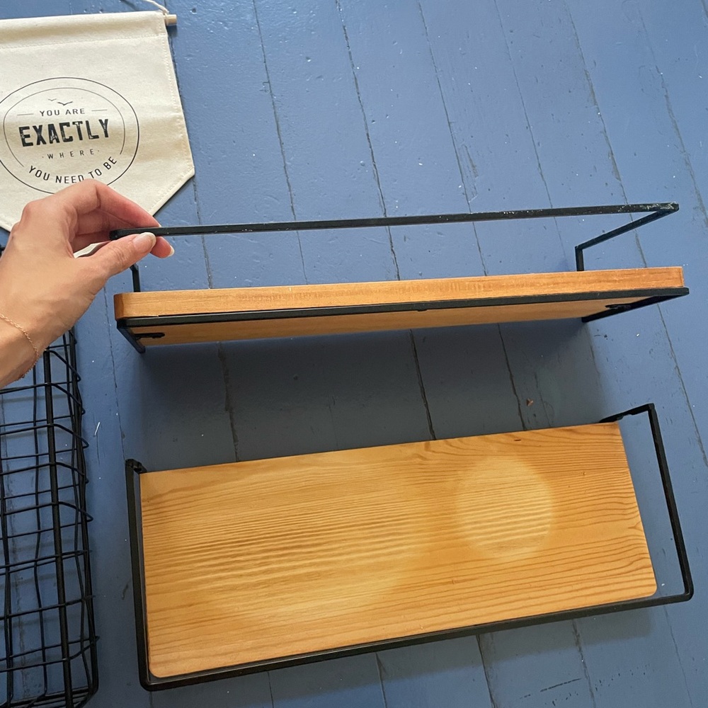 Modern Black and Brown Wall Shelf by